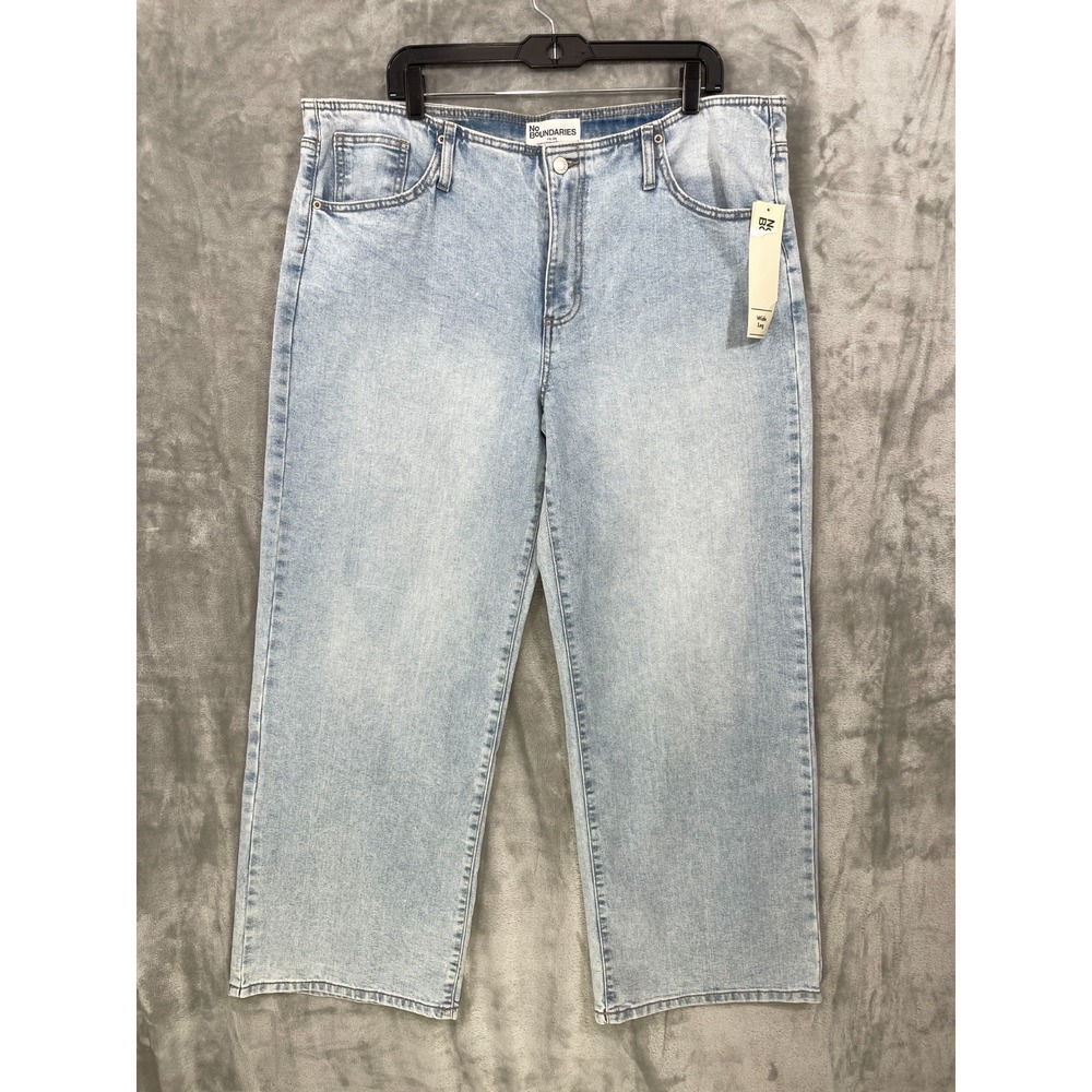No Boundaries Women's Plus Size XXL (20) Wide Leg Mid Rise Jeans Light Wash NWT